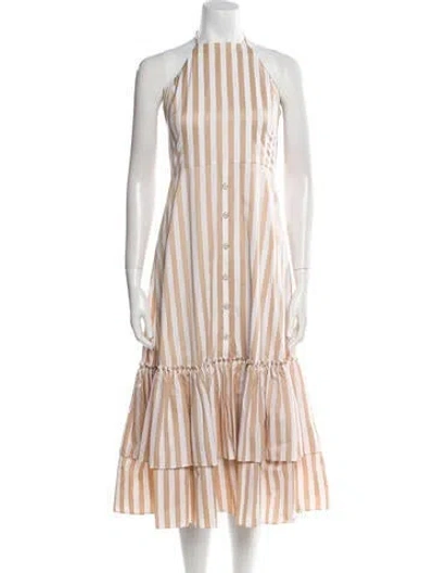 Pre-owned Caroline Constas Striped Midi Length Dress In Neutral