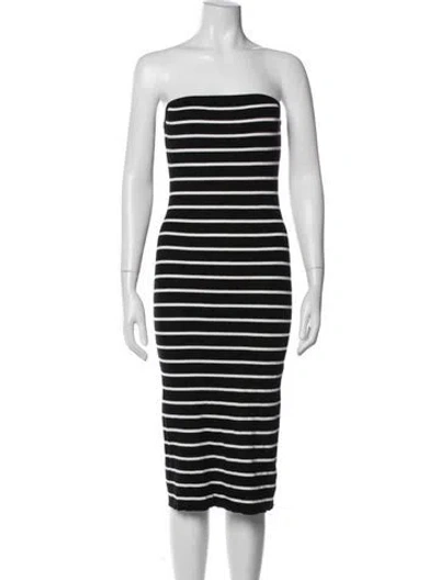Pre-owned Caroline Constas Striped Midi Length Dress W/ Tags In Black