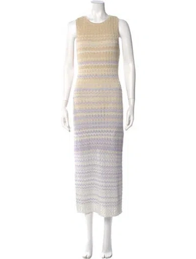 Pre-owned Caroline Constas Striped Midi Length Dress W/ Tags In Neutral
