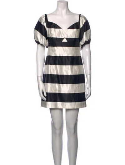 Pre-owned Caroline Constas Striped Mini Dress In Black
