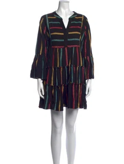 Pre-owned Caroline Constas Striped Mini Dress In Black