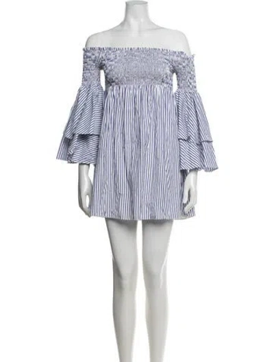 Pre-owned Caroline Constas Striped Mini Dress In Blue/white