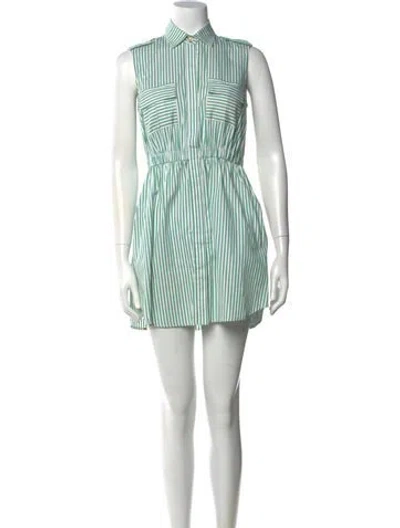 Pre-owned Caroline Constas Striped Mini Dress In Green