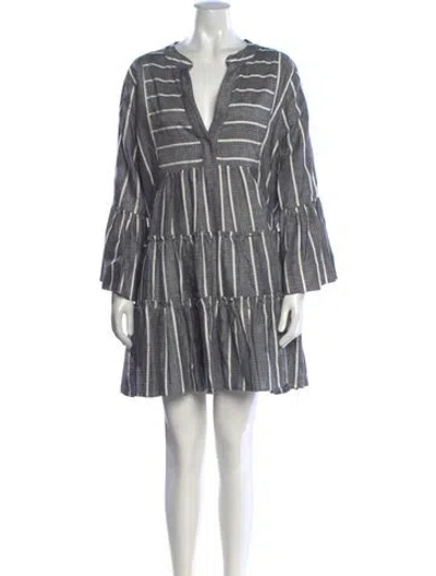 Pre-owned Caroline Constas Striped Mini Dress In Grey