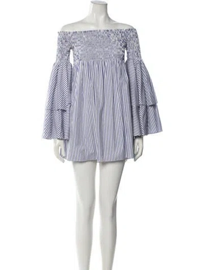 Pre-owned Caroline Constas Striped Mini Dress In Neutral