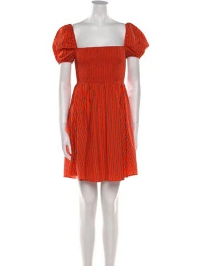 Pre-owned Caroline Constas Striped Mini Dress In Orange