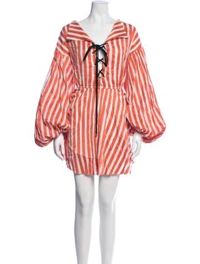 Pre-owned Caroline Constas Striped Mini Dress In Orange