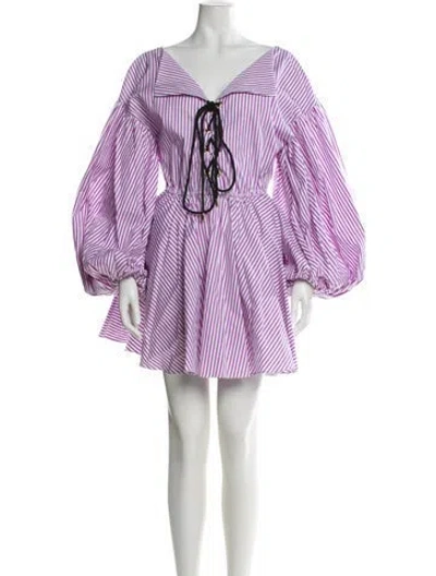 Pre-owned Caroline Constas Striped Mini Dress In Purple