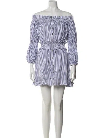 Pre-owned Caroline Constas Striped Mini Dress In White