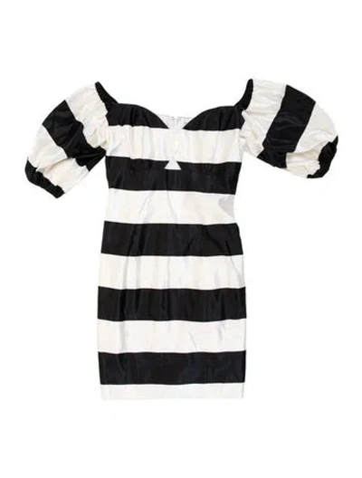 Pre-owned Caroline Constas Striped Mini Dress In White