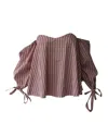 Shop Caroline Constas Striped Off-the-shoulder Blouse In Multicolor Cotton