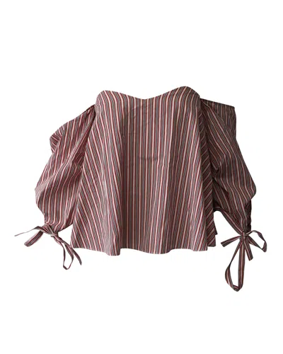 Caroline Constas Striped Off-the-shoulder Blouse In Multicolor Cotton