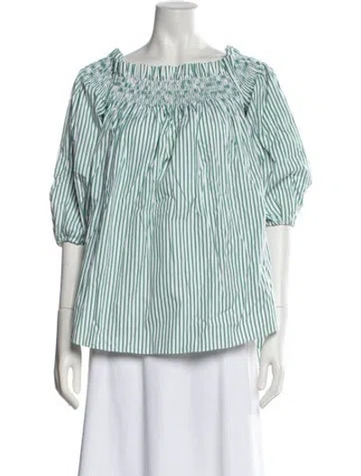 Pre-owned Caroline Constas Striped Off-the-shoulder Blouse In Multi