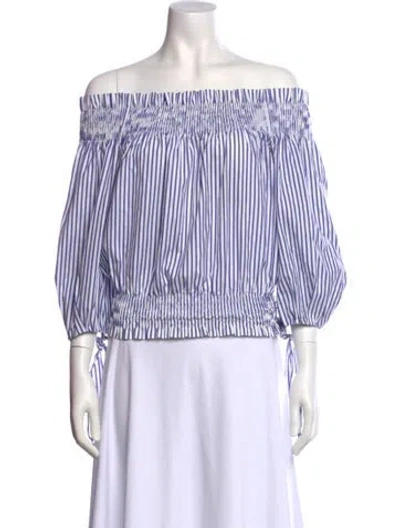 Pre-owned Caroline Constas Striped Off-the-shoulder Blouse In Multi