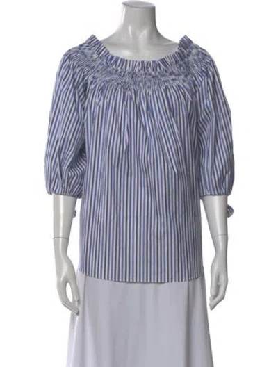 Pre-owned Caroline Constas Striped Off-the-shoulder Blouse In Multi