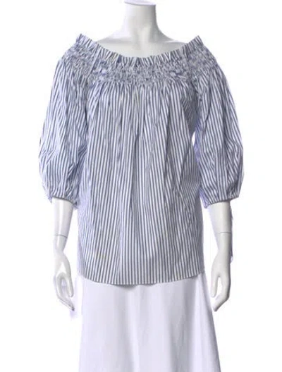 Pre-owned Caroline Constas Striped Off-the-shoulder Blouse In Multi