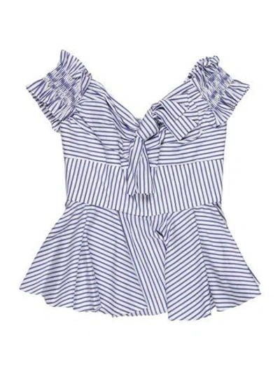 Pre-owned Caroline Constas Striped Off-the-shoulder Blouse In Multi