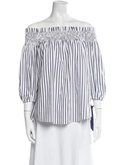 Pre-owned Caroline Constas Striped Off-the-shoulder Blouse In Multi
