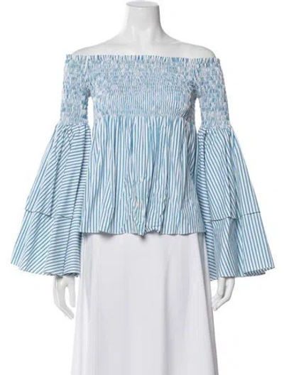 Pre-owned Caroline Constas Striped Off-the-shoulder Blouse In Multi