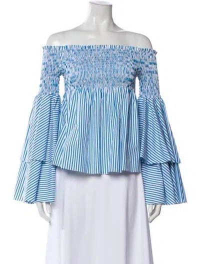 Pre-owned Caroline Constas Striped Off-the-shoulder Top In Multi