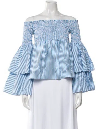 Pre-owned Caroline Constas Striped Off-the-shoulder Top In Multi