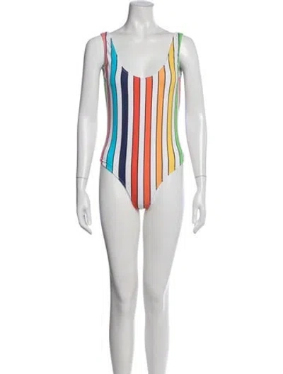 Pre-owned Caroline Constas Striped One-piece In White
