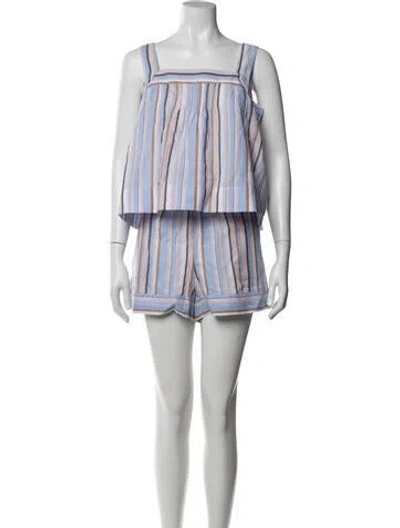 Pre-owned Caroline Constas Striped Short Set In Blue