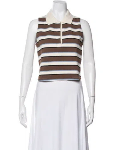 Pre-owned Caroline Constas Striped Sleeveless Polo W/ Tags In Neutral