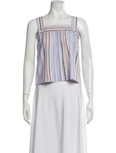 Pre-owned Caroline Constas Striped Square Neckline Top W/ Tags In White
