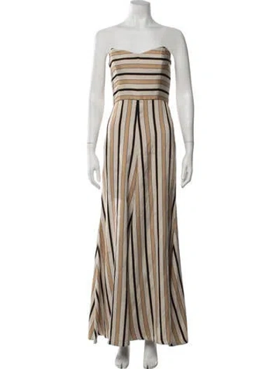 Pre-owned Caroline Constas Striped Strapless Jumpsuit In Multicolor
