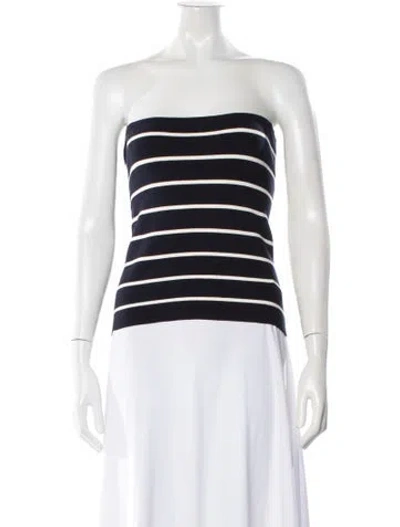 Pre-owned Caroline Constas Striped Strapless Top In Blue
