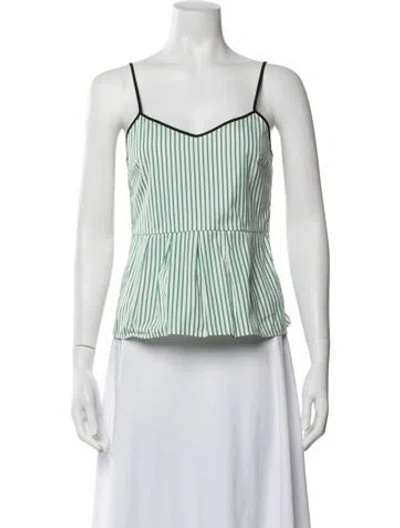Pre-owned Caroline Constas Striped V-neck Top In Blue