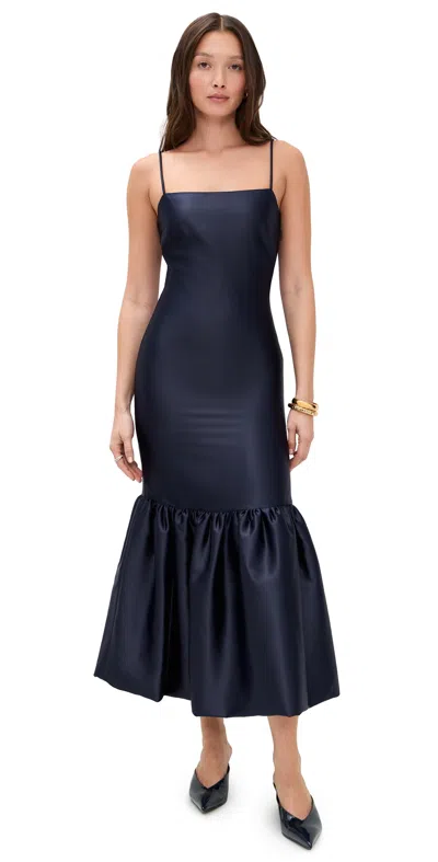 Caroline Constas Sydney Ruffle Hem Gown Navy In Blue