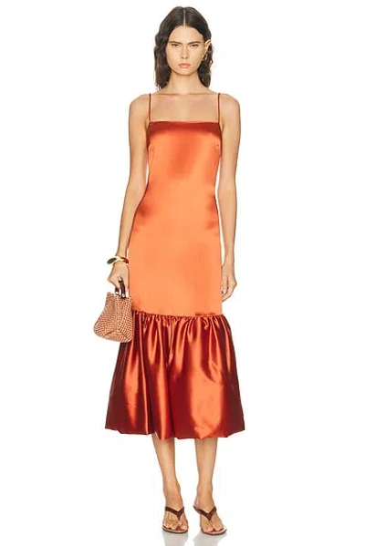 Caroline Constas Sydney Ruffle Hem Gown In Rust