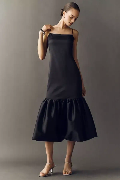 Caroline Constas Sydney Ruffle-hem Gown In Black