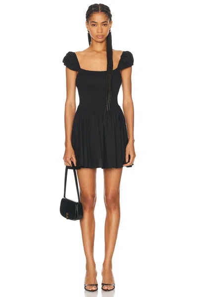 Caroline Constas Tarah Smocked V Waist Mini Dress In Black