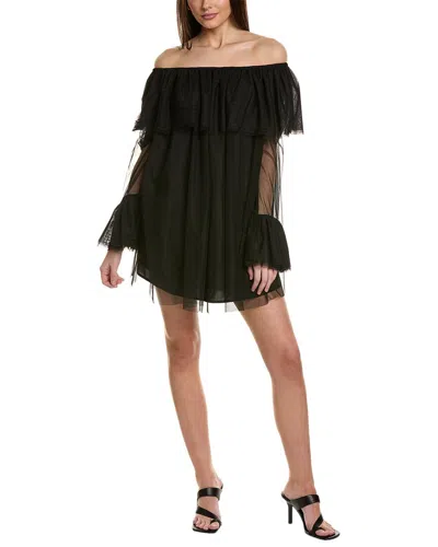 Caroline Constas Thelma Off-the-shoulder Ruffled Chiffon Mini Dress In Black