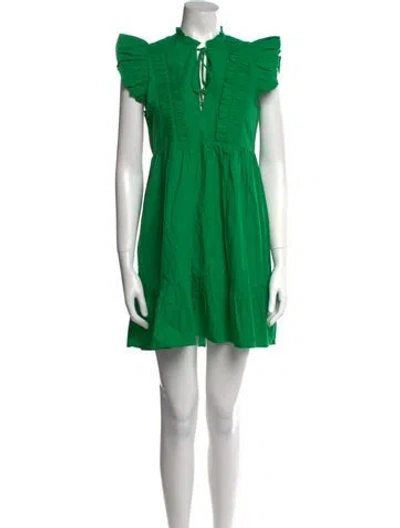 Pre-owned Caroline Constas Tie Neck Mini Dress In Green