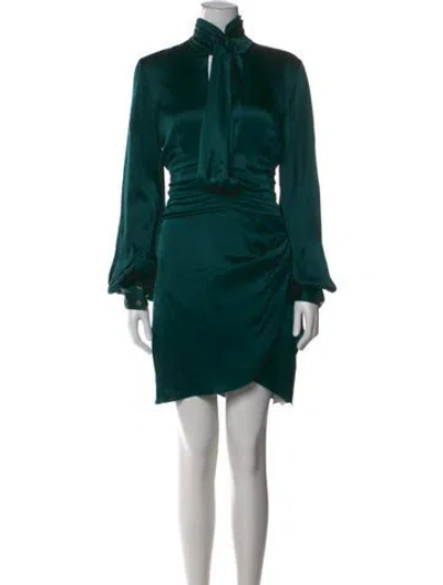 Pre-owned Caroline Constas Tie Neck Mini Dress In Green