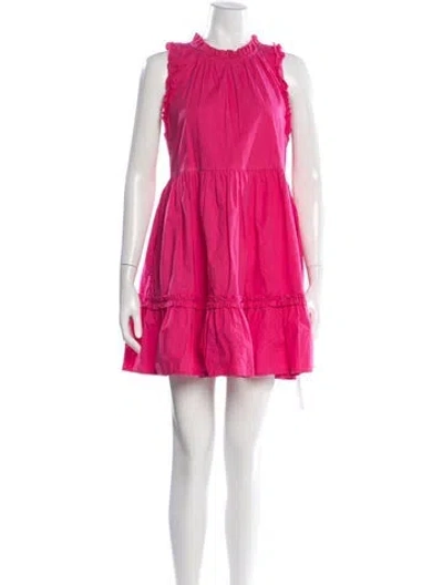 Pre-owned Caroline Constas Tie Neck Mini Dress In Pink
