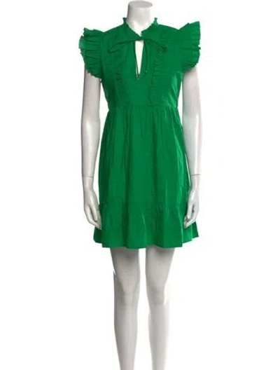 Pre-owned Caroline Constas Tie Neck Mini Dress W/ Tags In Green