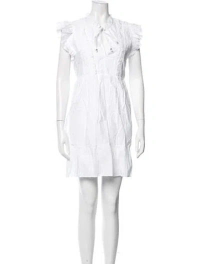 Pre-owned Caroline Constas Tie Neck Mini Dress In White