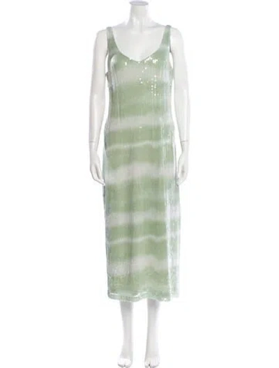 Pre-owned Caroline Constas Tie-dye Print Long Dress In Green