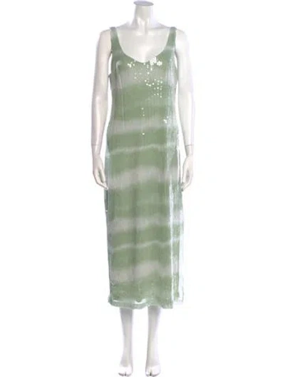 Pre-owned Caroline Constas Tie-dye Print Long Dress In Green