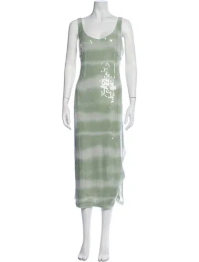 Pre-owned Caroline Constas Tie-dye Print Midi Length Dress W/ Tags In Green