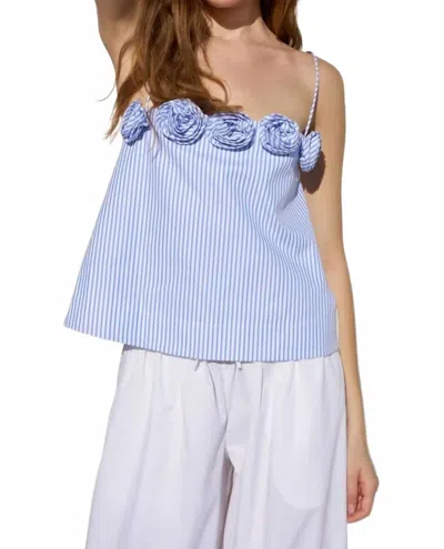 Caroline Constas Vera Top In Blue White Stripe
