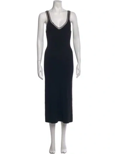 Pre-owned Caroline Constas V-neck Long Dress In Black