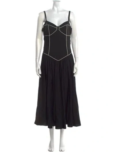 Pre-owned Caroline Constas V-neck Long Dress In Black