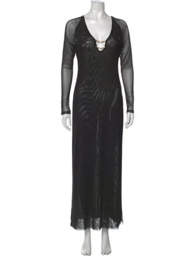 Pre-owned Caroline Constas V-neck Long Dress In Black