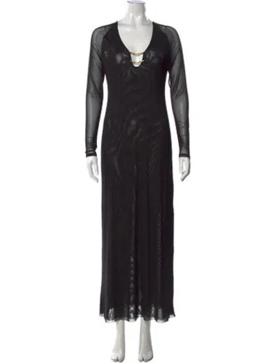 Pre-owned Caroline Constas V-neck Long Dress In Black